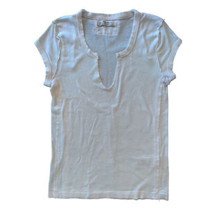 We The Free (Free People) White Notch‎ Neck Tee, Size Small - Casual and Stylish